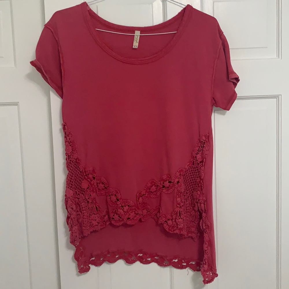 Free people t shirt with lace detail size extra small